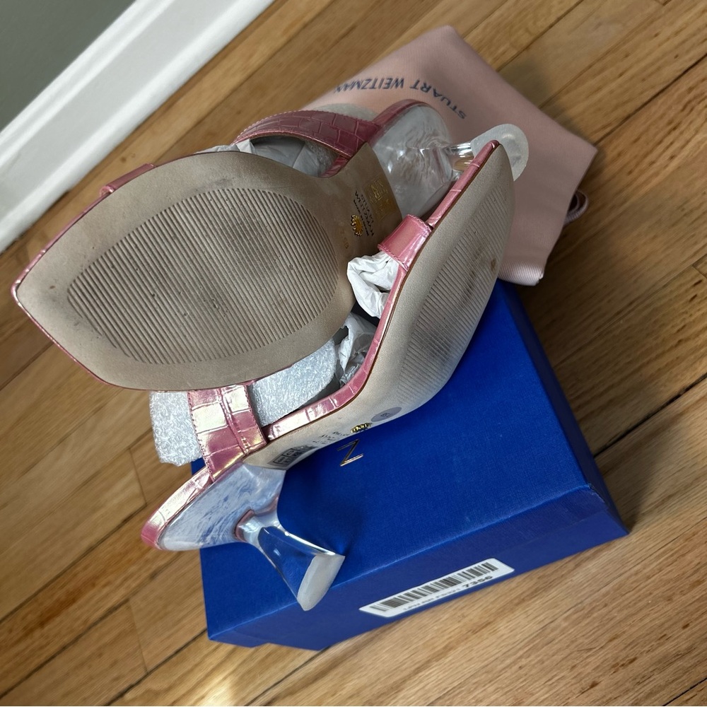 NWB Stuart Weitzman Women's Kristal Sandals pink heels size 38 7.5B - Picture 10 of 15